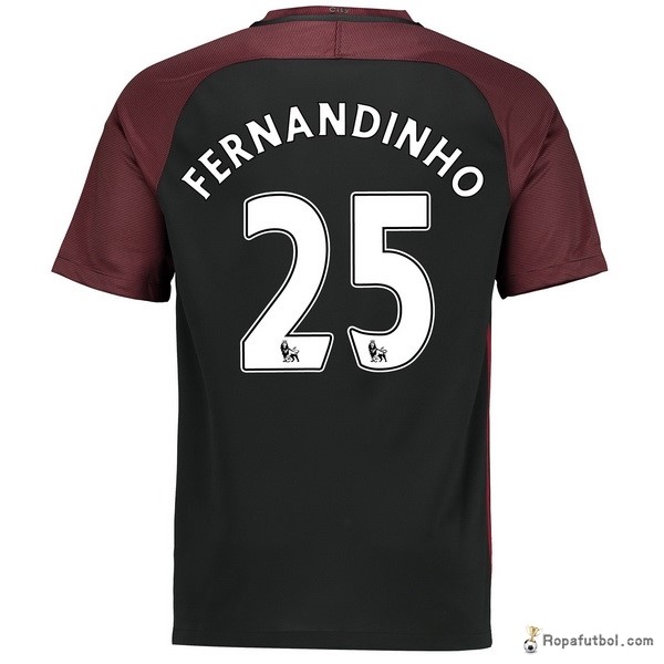 Camiseta Manchester City Replica Segunda Ropa Fernandinho 2016/17 Negro